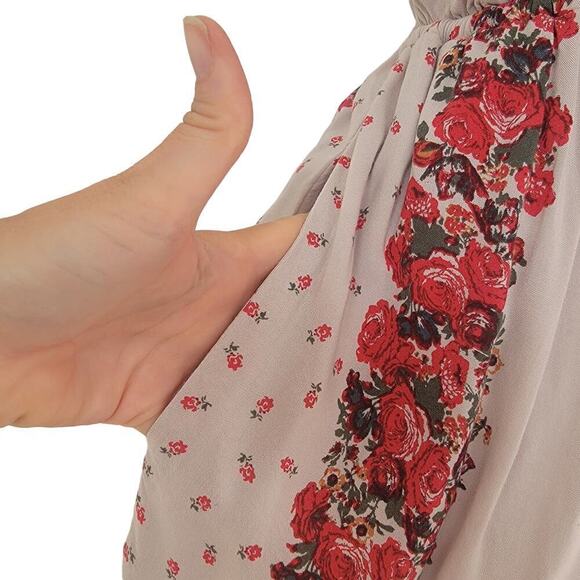 Free People Simona Floral Roses Midi Backless Halter Dress WITH POCKETS Size M - Picture 8 of 14